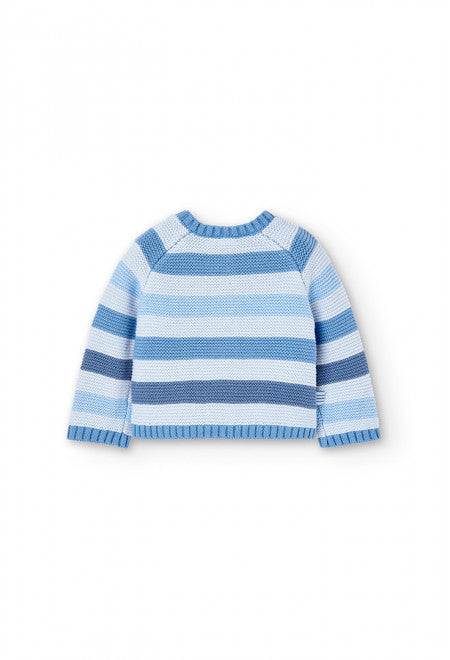 cardigan , Cardigan tricot con bottoni  a righe Celeste per neonati Boboli 106153 - BabyBimbo 0-16, abbigliamento bambini