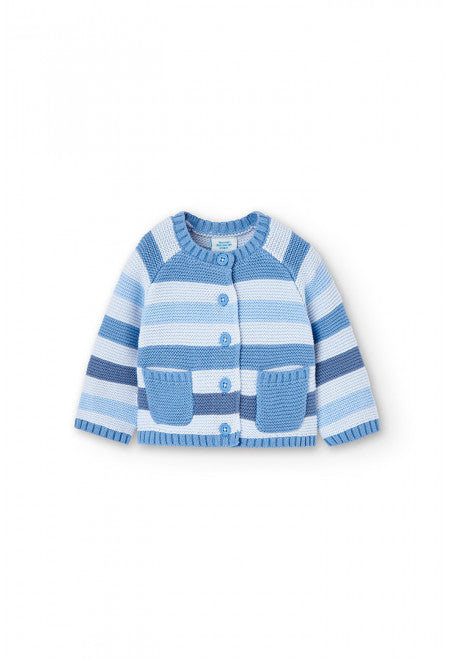 cardigan , Cardigan tricot con bottoni  a righe Celeste per neonati Boboli 106153 - BabyBimbo 0-16, abbigliamento bambini