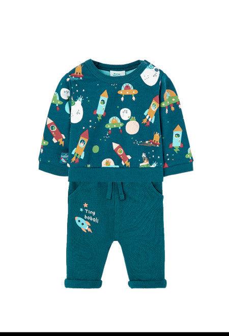 Completo neonato , Completo 2pz Felpa+Pantalone stampato per Neonato 0-12mesi Boboli 147158 - BabyBimbo 0-16, abbigliamento bambini