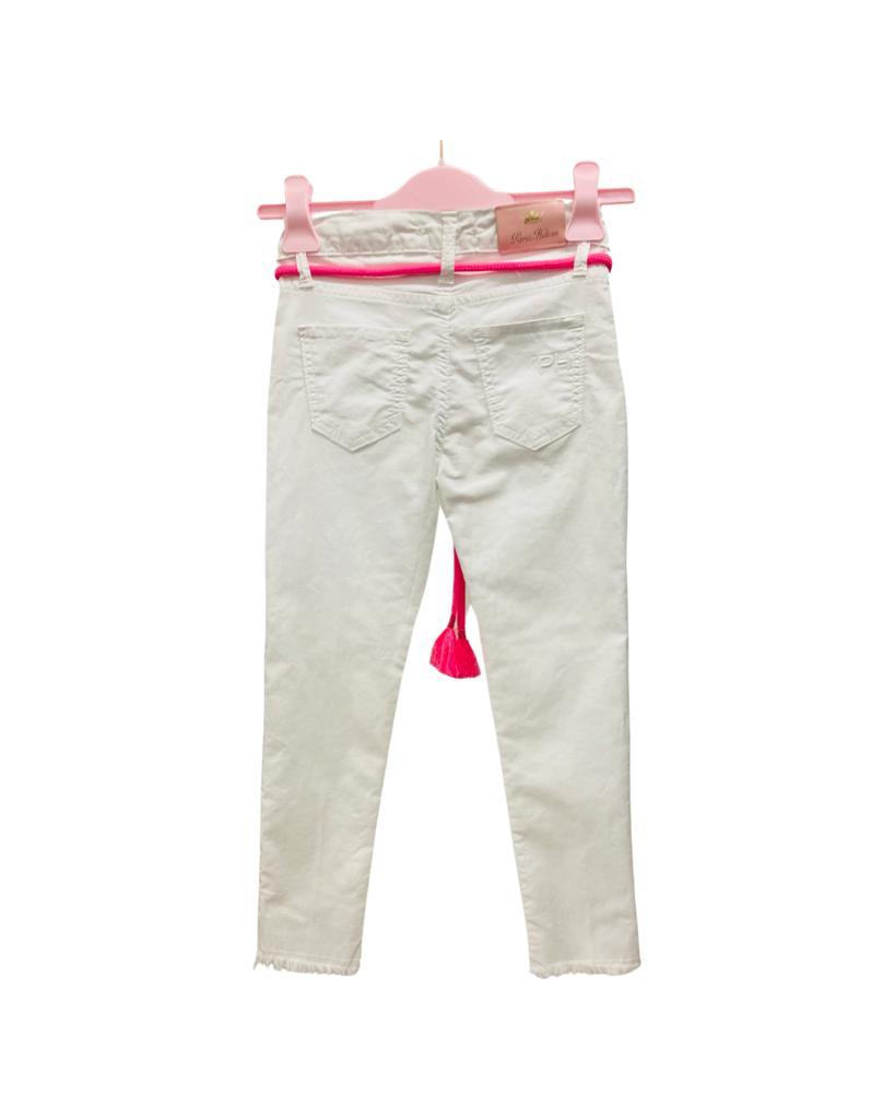 pantalone , Jeans Bianco e cintura flu, vita regolabile per ragazza da 8anni a 16anni Paris Hilton PHJDT1925 - BabyBimbo 0-16, abbigliamento bambini
