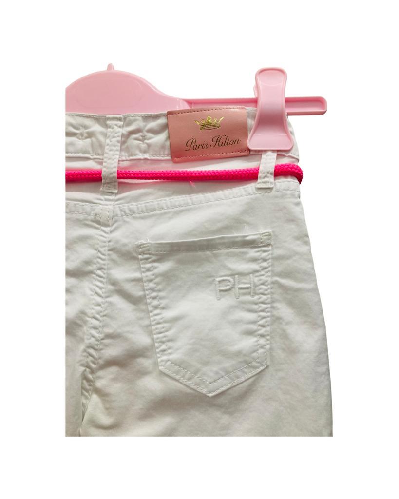 pantalone , Jeans Bianco e cintura flu, vita regolabile per ragazza da 8anni a 16anni Paris Hilton PHJDT1925 - BabyBimbo 0-16, abbigliamento bambini