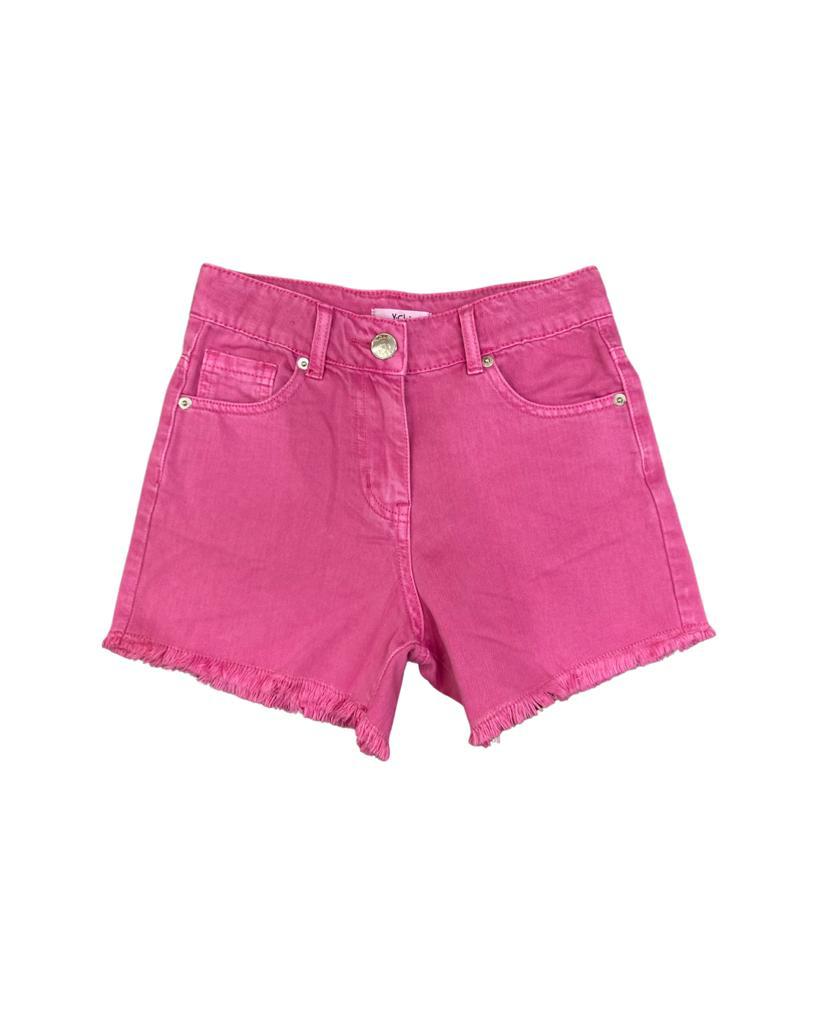 pantalone , Jeans Corto Fuxia Stretch Vita regolabile  per bambina da 8anni a 16anni Y-Clù Y19175 - BabyBimbo 0-16, abbigliamento bambini
