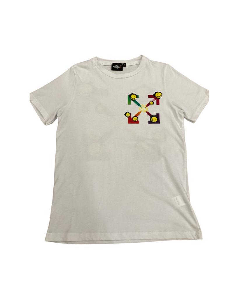 maglietta , Maglietta Smile Bianca per bambino da 8anni a 16anni Slash J3B521 - BabyBimbo 0-16, abbigliamento bambini