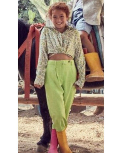 pantalone , Pantalone Lunghe verde elastico in vita  per bambina da 8anni a 16anni Y-Clù Y19147 - BabyBimbo 0-16, abbigliamento bambini