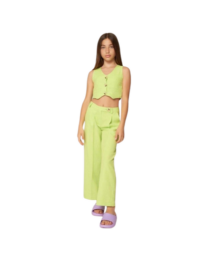 pantalone , Pantalone Lunghe verde elastico in vita  per bambina da 8anni a 16anni Y-Clù Y19147 - BabyBimbo 0-16, abbigliamento bambini