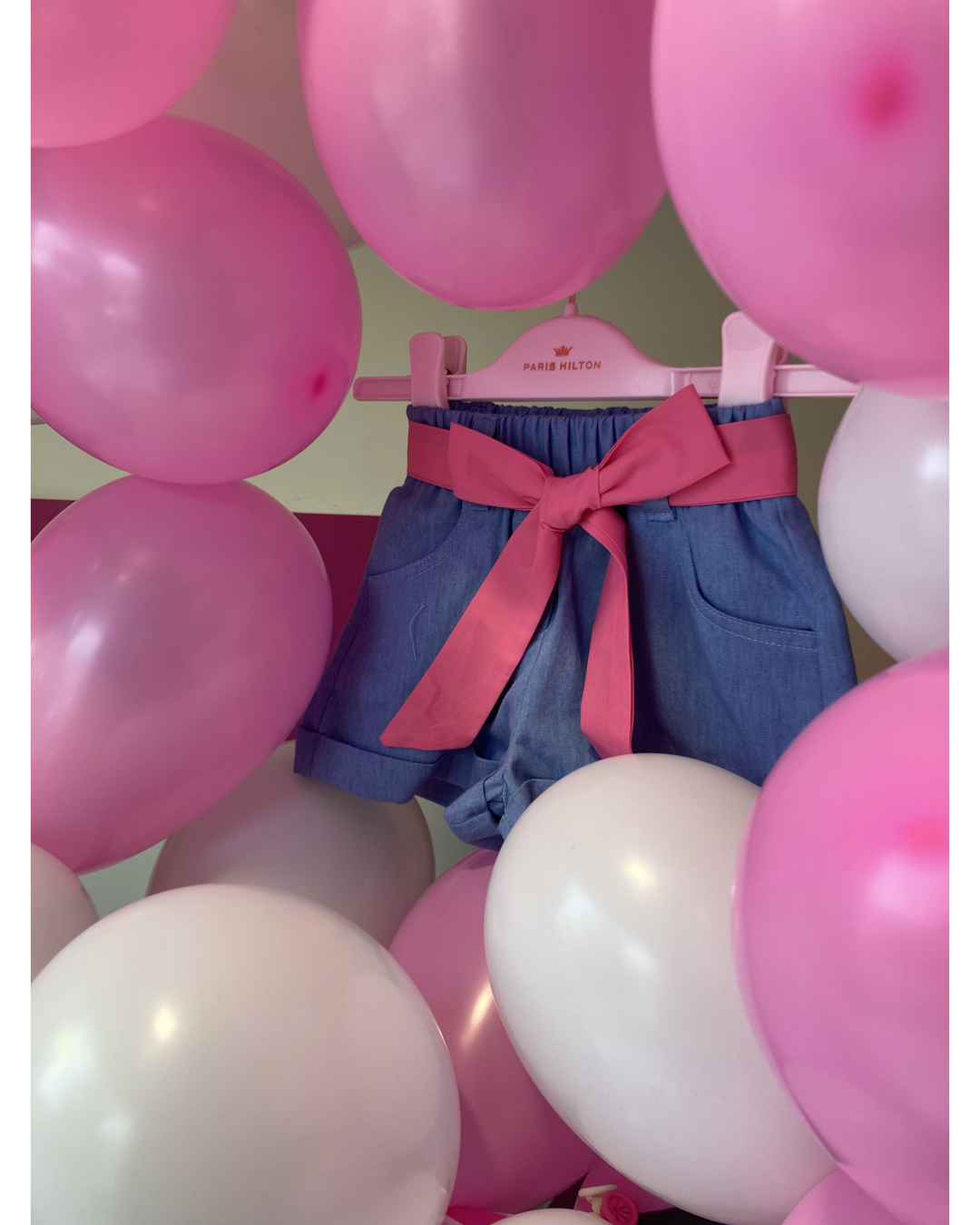 pantalone , Pantalone corte con fiocco e elastico in vita con cintura per neonata Paris Hilton PHNKS1956 - BabyBimbo 0-16, abbigliamento bambini