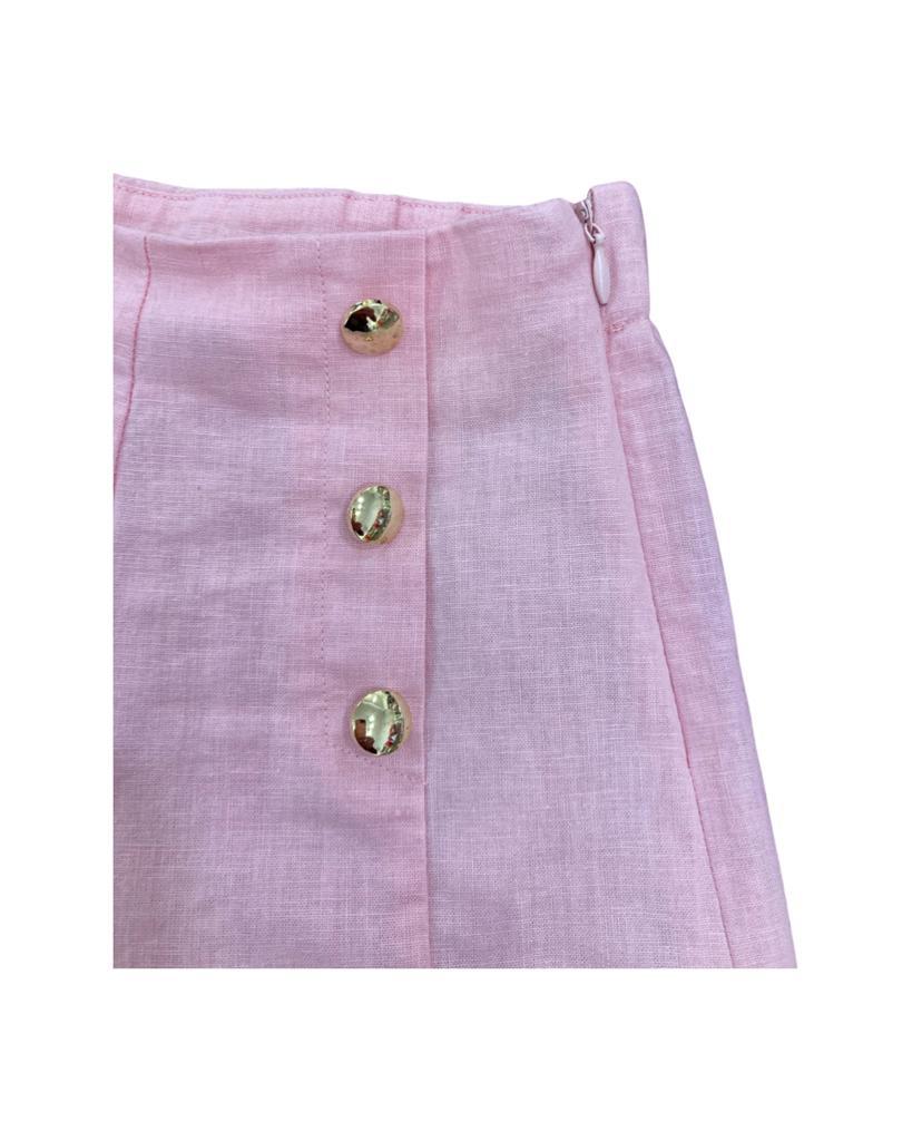 Pantalone , Pantalone corto con bottoni dorati Elastico in vita per bambina da 3anni a 7anni Y-Clu YB19414 - BabyBimbo 0-16, abbigliamento bambini