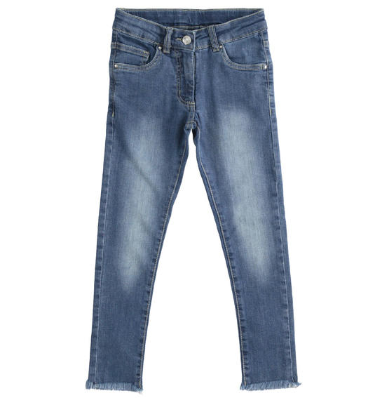 pantalone , Pantalone jeans bambina in denim con sfrangiatura per Bimba Sarabanda d4206 - BabyBimbo 0-16, abbigliamento bambini