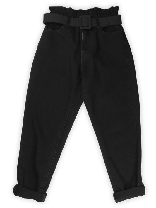 Pantalone , Pantalone jeans neri vita alta bambina Y-Clu Y16253 - BabyBimbo 0-16, abbigliamento bambini