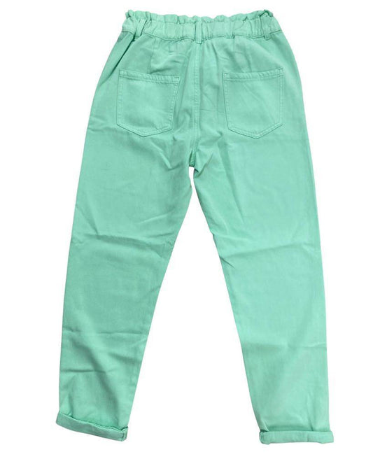 Pantalone large fit, vita alta colore Verde in cotone per Bimba Y-Clù - OOPS by BabyBimbo 0-16