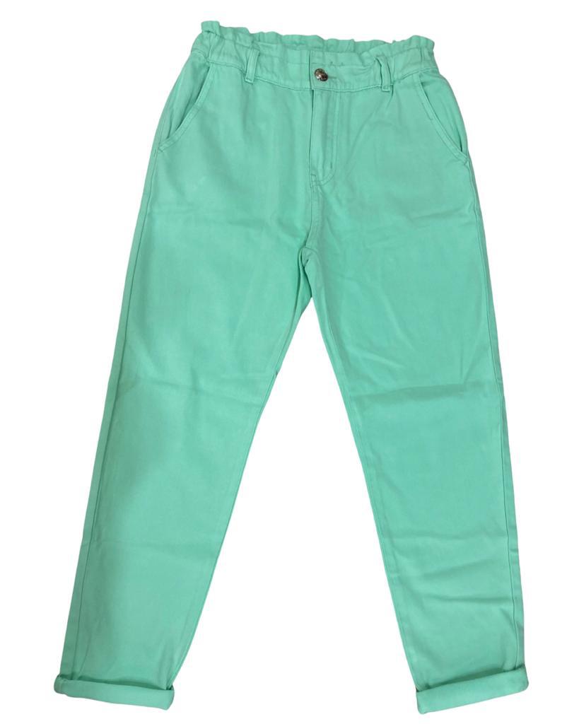 ABITO , Pantalone large fit, vita alta colore Verde in cotone per Bimba Y-Clù - BabyBimbo 0-16, abbigliamento bambini