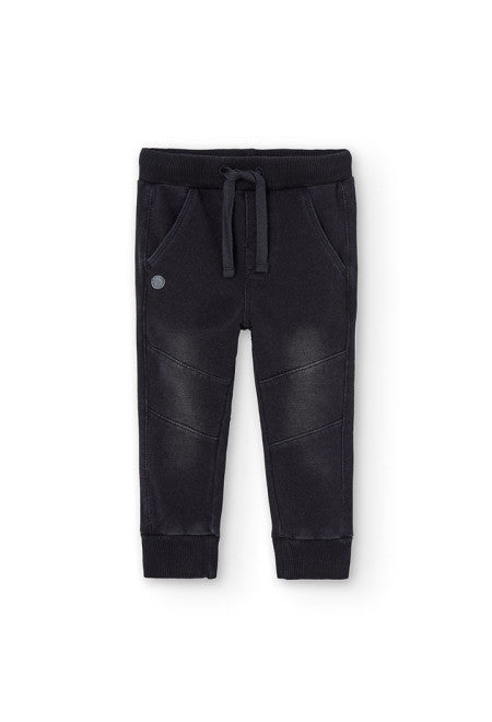 pantaloni , Pantalone morbide effetto jeans slavati con pulsino per bambino 18mesi-8nni Boboli 390013 black - BabyBimbo 0-16, abbigliamento bambini