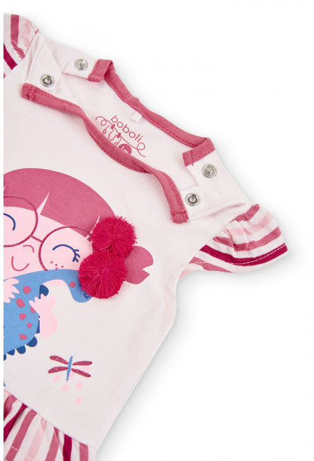 Tutina , Tutina corta Rosa per neonati Boboli 106142 - BabyBimbo 0-16, abbigliamento bambini
